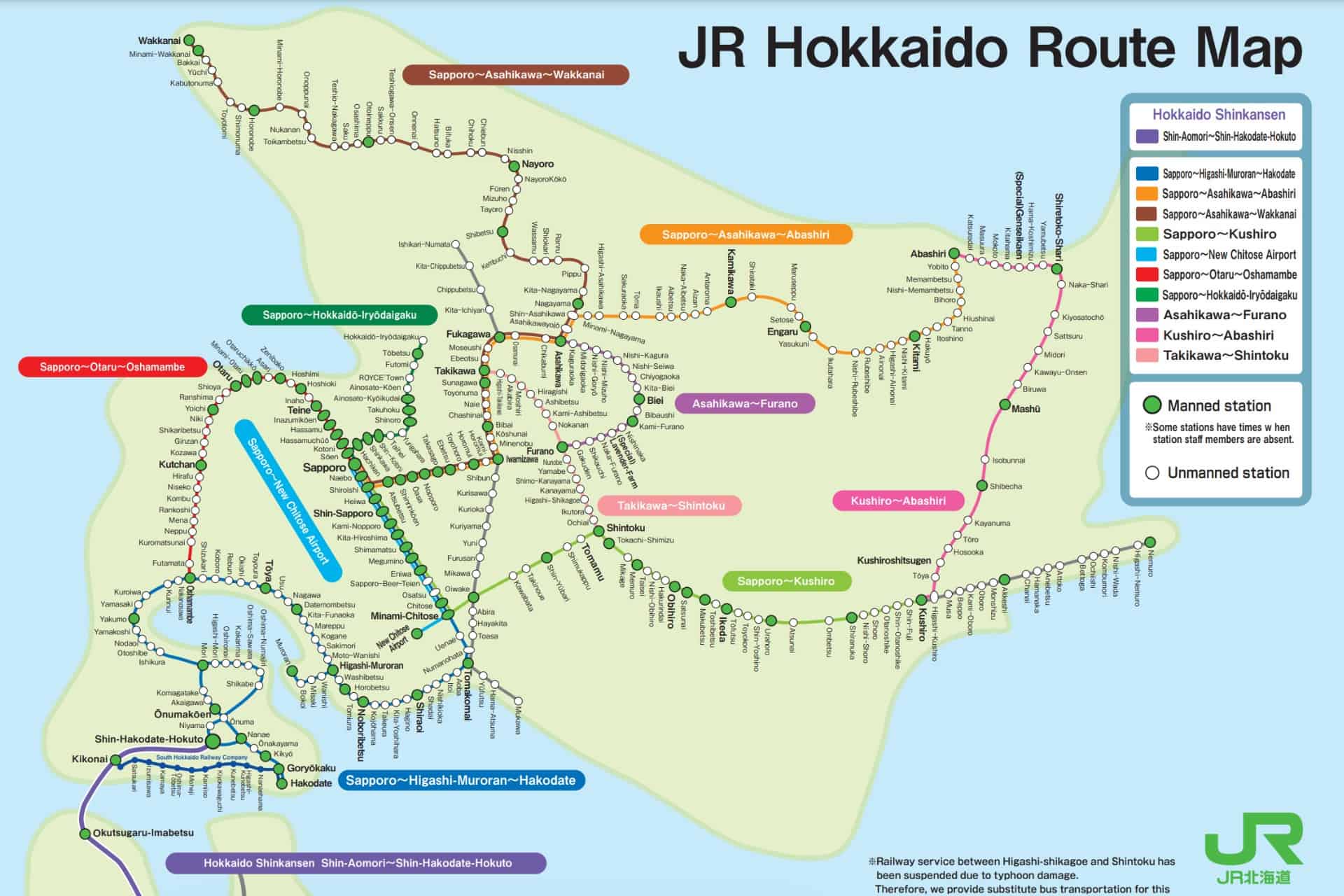 Hokkaido JR-karta - Klicka för att ladda ner